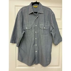 Work N Sport Chambray Work Shirt Mens XL‎ Light Blue Utility Button Front
